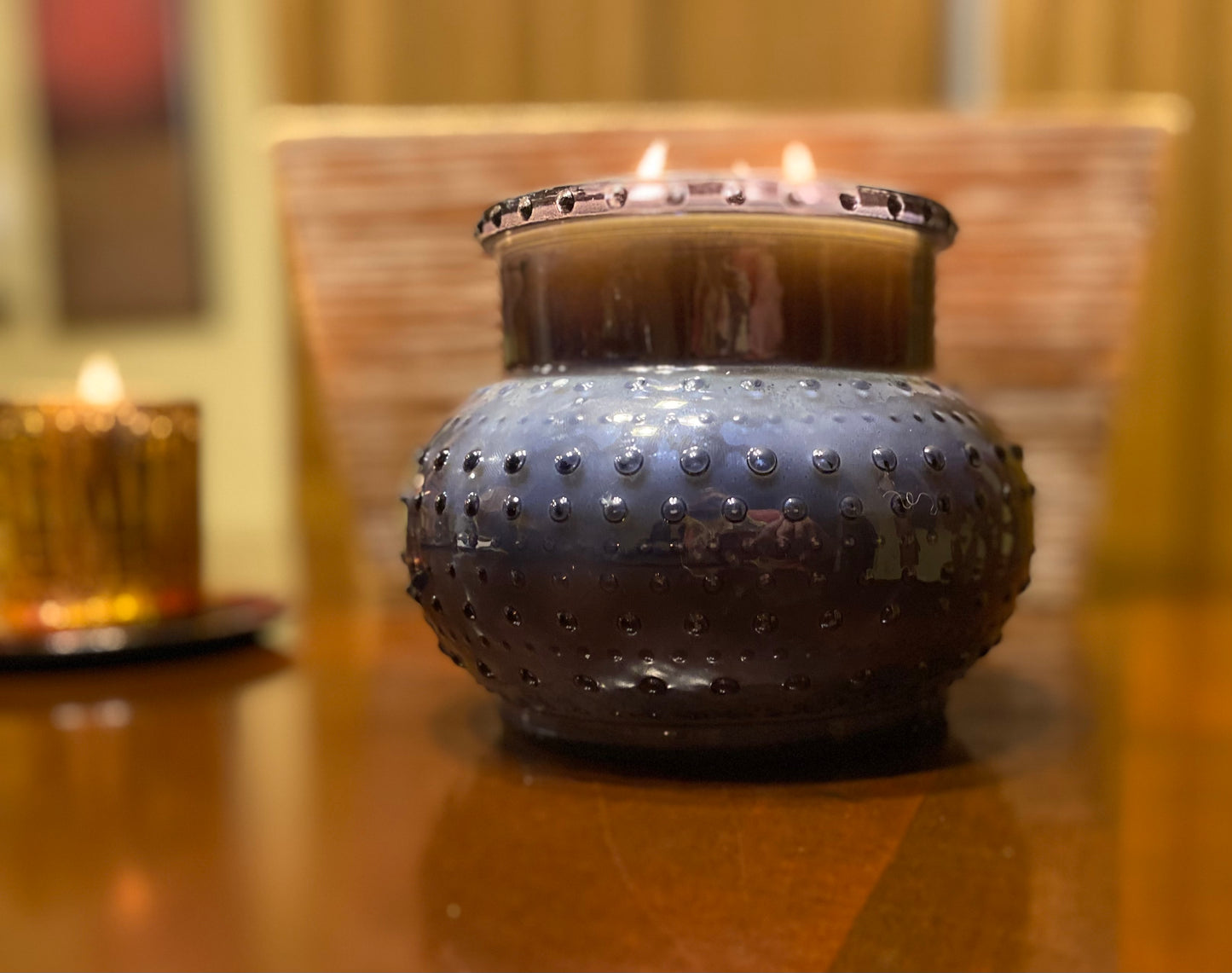 Royal Blue Glass Hobnail Jar